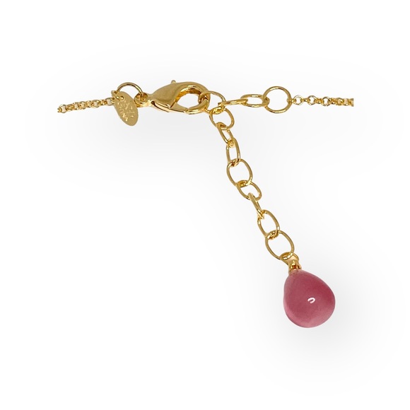 new Rivka Friedman 𖠌 Pink Cat's Eye Station Necklace 𖠌 18K Gold Clad 𖠌 Satin - Picture 7 of 16